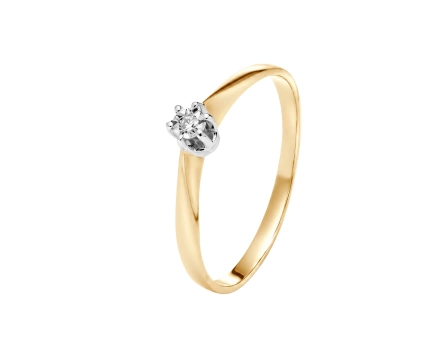 Pierścionek złoty dwukolorowy z brylantem 0