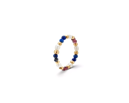 Pierścionek elastyczny z pozłacanymi koralikami
