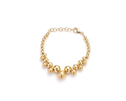 Pozłacana duża bransoletka srebrna z kulkami