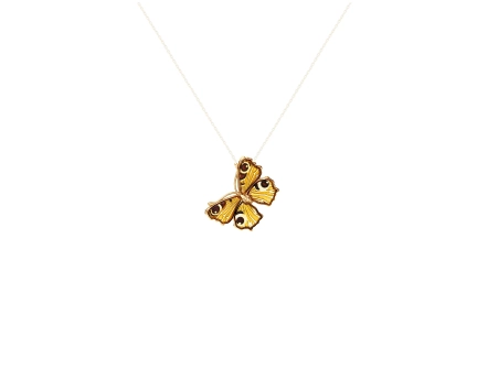 Pozłacana zawieszka w kształcie bursztynowego motyla