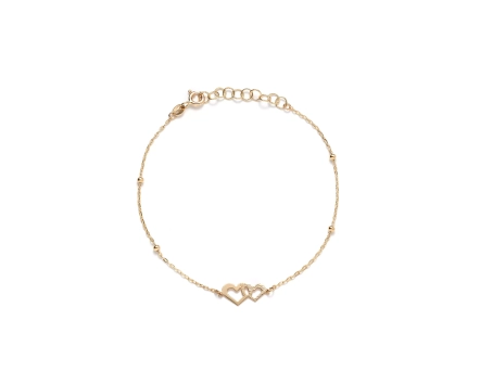 Złota bransoletka łańcuszkowa z motywem serc