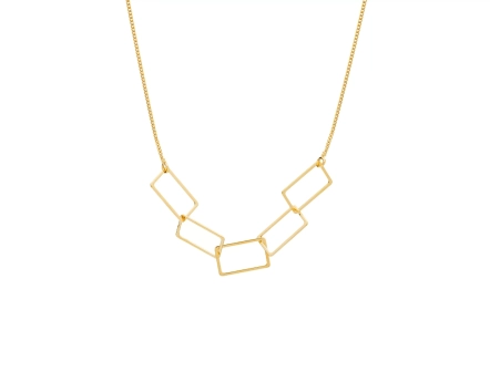 Srebrny naszyjnik łańcuszkowy z prostokątnymi połączonymi ogniwami jako elementem ozdobnym