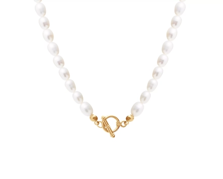 Naszyjnik z perłami pozłacany