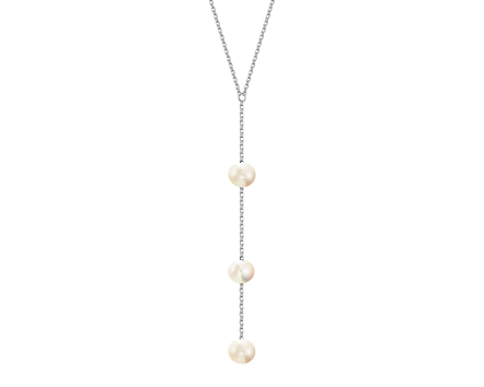 Naszyjnik srebrny krawatka z perłami