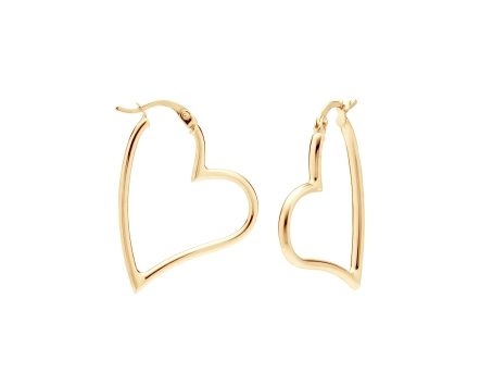Złote kolczyki wiszące serce, złoto próby 585, romantyczne, zapięcie kreol.