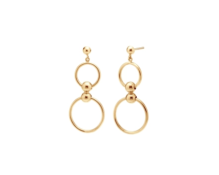 Złote kolczyki wiszące z kół