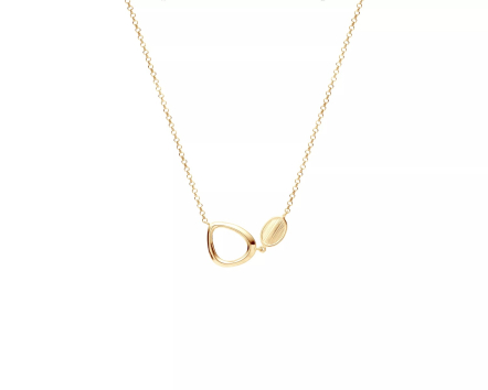 Naszyjnik srebrny pozłacany z dwoma wisiorkami o nieregularnym kształcie - owalnym i trójkątnym