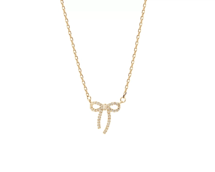 Naszyjnik srebrny pozłacany z kokardą