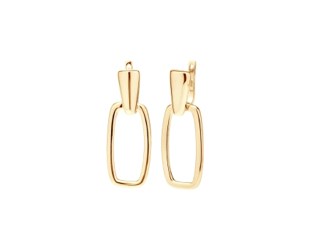 Kolczyki srebrne pozłacane wiszące geometryczne, eleganckie i stylowe