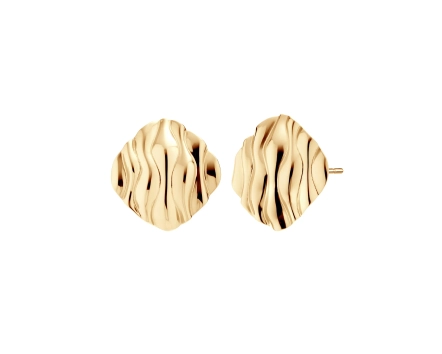 Kolczyki srebrne pozłacane falowane kwadratowe