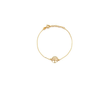 Bransoletka pozłacana srebrna z motywem drzewa życia na nogę