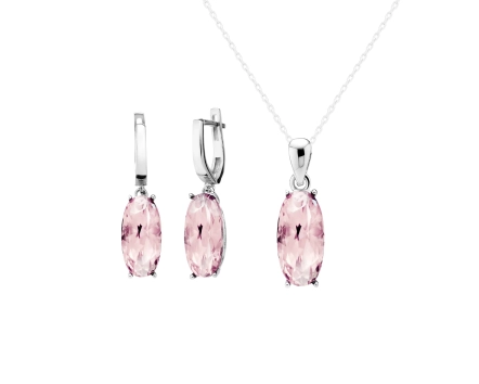 Komplet srebrny z sułtanitem o podłużnym szlifie