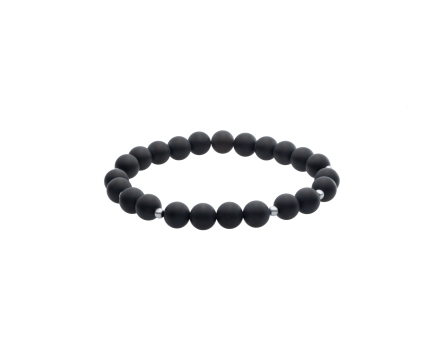 Bransoletka męska stalowa z koralikami z onyksu