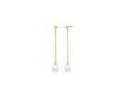 Kolczyki srebrne z białą perłą pozłacane