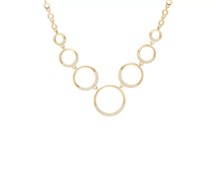 Naszyjnik srebrny pozłacany z białymi cyrkoniami