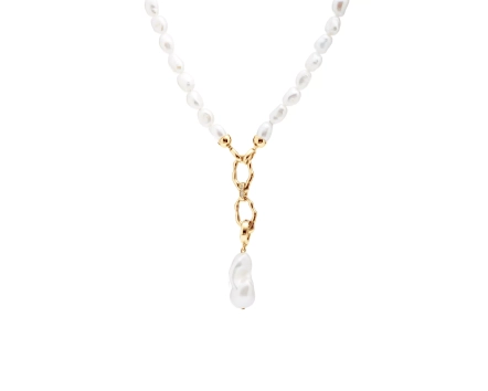 Naszyjnik ze stali szlachetnej i pereł 