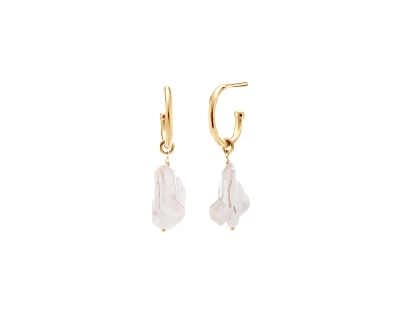 Kolczyki srebrne pozłacane z perłą barokową