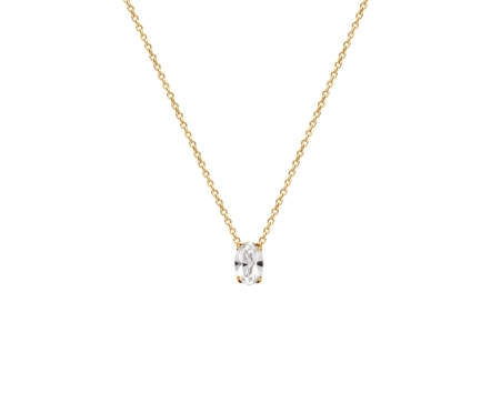 Naszyjnik srebrny pozłacany z podłużną cyrkonią