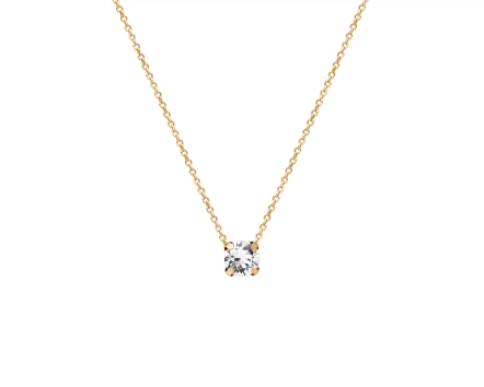 Naszyjnik srebrny pozłacany z cyrkonią w klasycznej oprawie