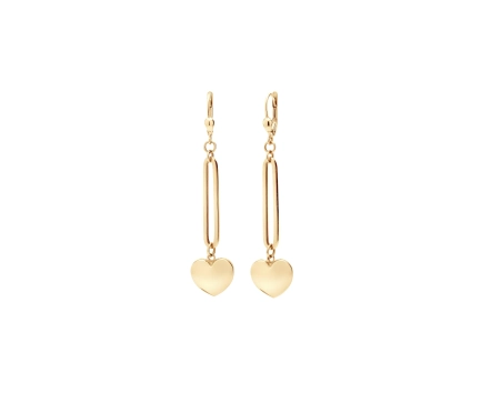 Kolczyki złote długie z sercem