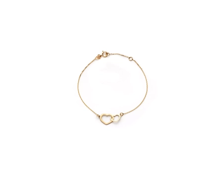 Bransoletka złota z połączonymi sercami