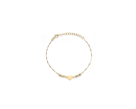 Bransoletka srebrna pozłacana z sercem i dekoracyjnymi kuleczkami