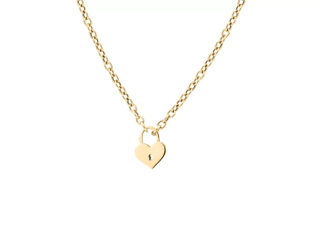 Naszyjnik srebrny pozłacany z kłódką w kształcie serca