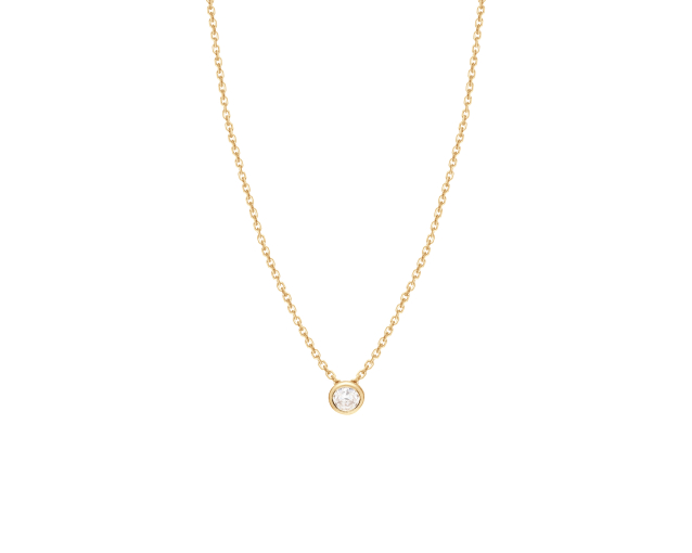 Naszyjnik złoty kolia łańcuszkowa z okrągłą cyrkonią w pełnej oprawie