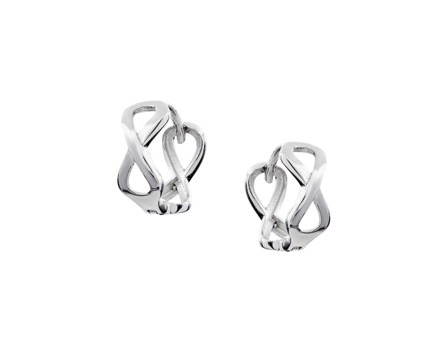 Kolczyki srebrne z dwiema ósemkami połączonymi na zatrzask