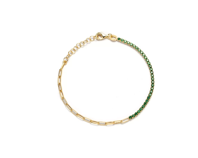 Bransoletka srebrna pozłacana z cyrkoniami