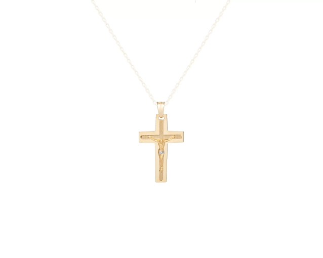 Zawieszka złota dwukolorowa krzyżyk nowoczesny