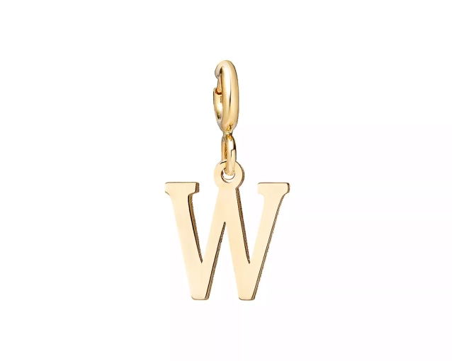 Zawieszka złota litera W - charms