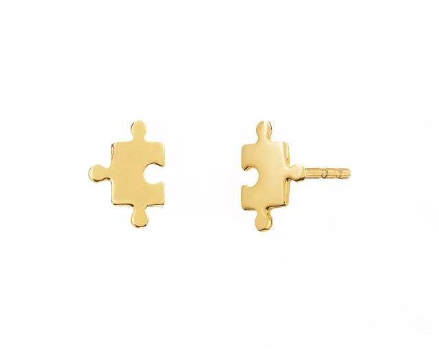 Kolczyki złote puzzle