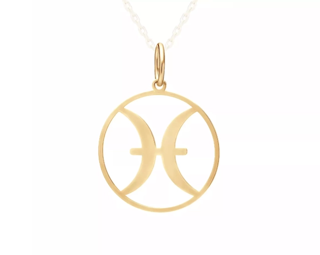Zawieszka srebrna znak zodiaku Ryby pozłacana