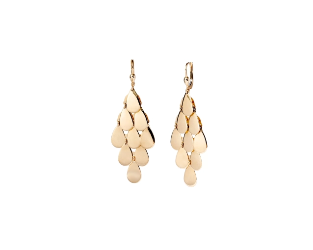 Kolczyki złote połączone łezki wiszące