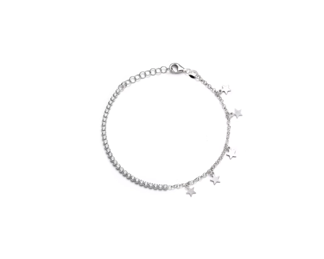 Bransoletka srebrna gwiazdki z cyrkoniami