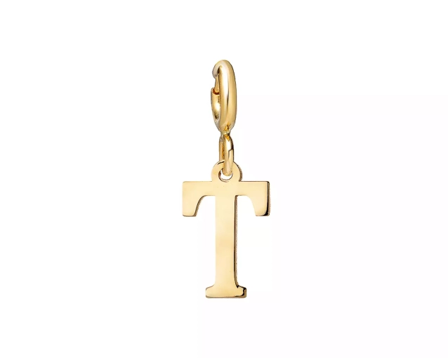 Zawieszka złota litera T - charms