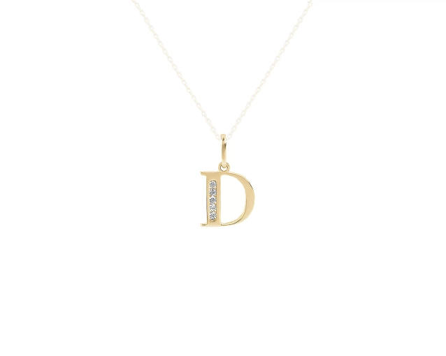 Zawieszka złota litera D z cyrkoniami