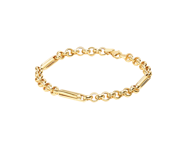 Bransoletka złota gruba o splocie rollo z podłużnymi wstawkami