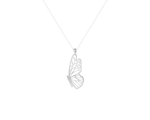 Zawieszka srebrna ażurowa w kształcie motyla ze złożonymi skrzydłami