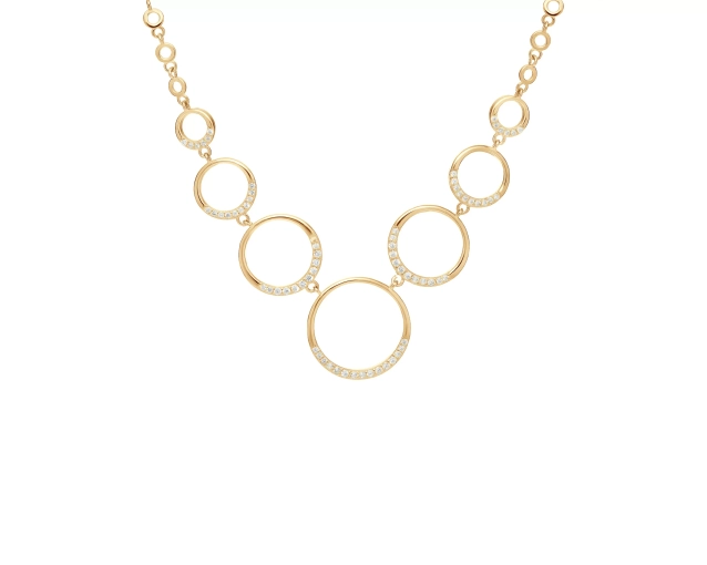 Naszyjnik srebrny pozłacany z białymi cyrkoniami