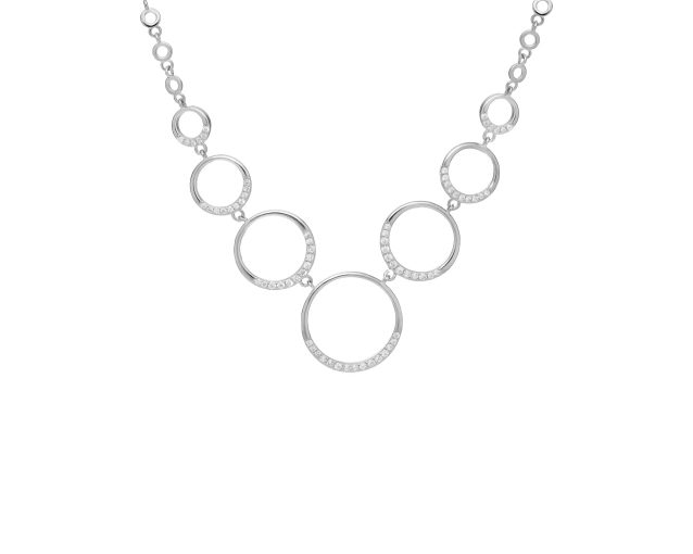 Naszyjnik srebrny z białymi cyrkoniami