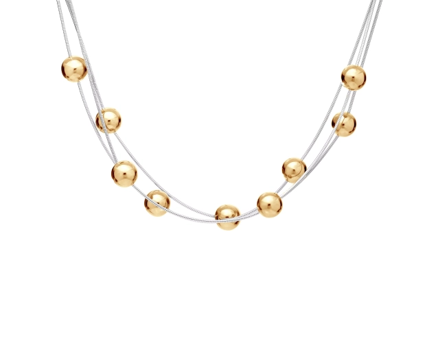 Pozłacany naszyjnik srebrny z drobnymi kulkami, lekki