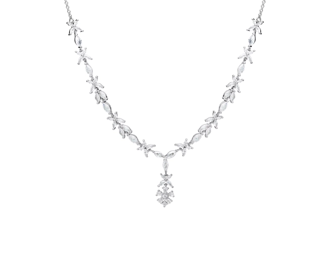 Segmentowy naszyjnik srebrny z cyrkoniami