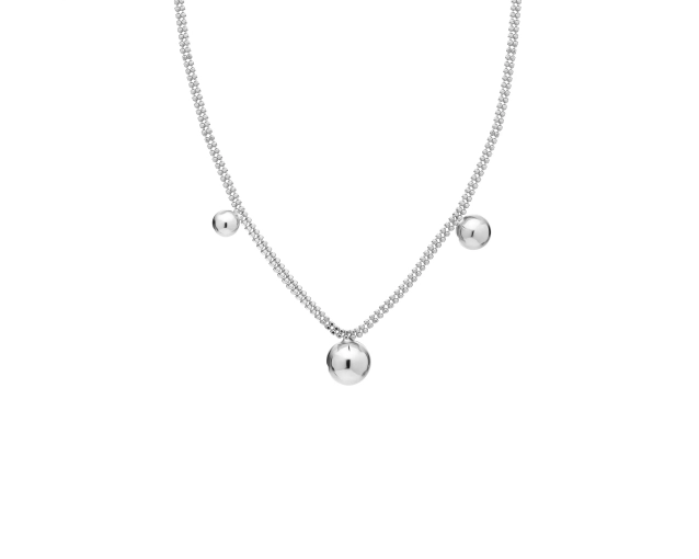 Delikatny naszyjnik srebrny, trzy kulki, subtelny
