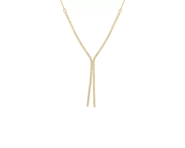 Naszyjnik srebrny pozłacany krawatka wysadzana w całości cyrkoniami