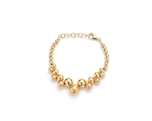 Pozłacana duża bransoletka srebrna z kulkami