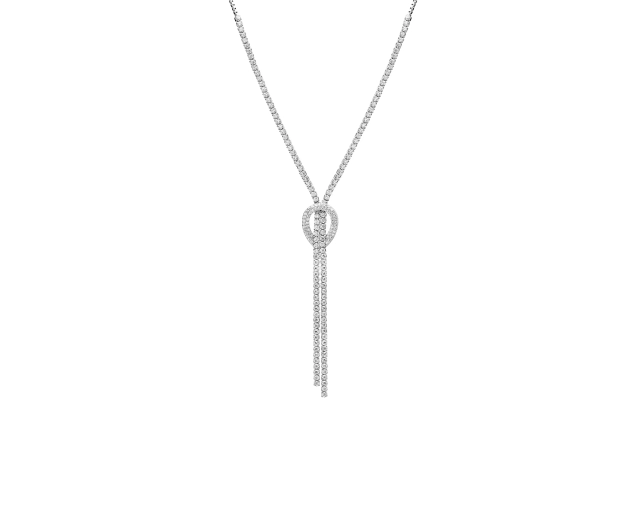 Naszyjnik łańcuszkowy srebrny, cyrkonie