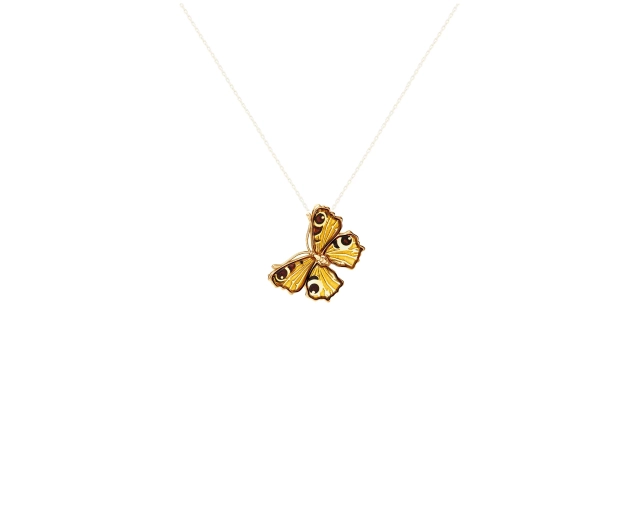 Pozłacana zawieszka w kształcie bursztynowego motyla