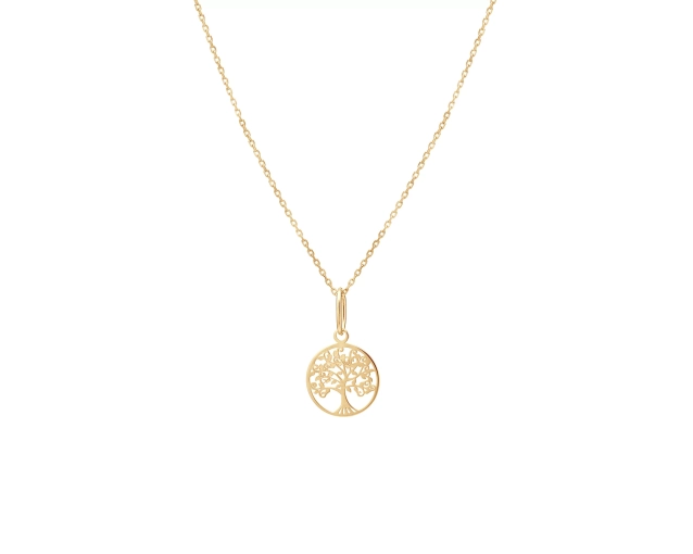 Złoty naszyjnik z motywem drzewa szczęścia, regulowana długość, średni rozmiar